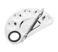 PLAFOPE Makeup Mixing Palette and Spatula Set Lipstick Colour Blending Stainless Steel Versatile Cosmetic Mixing Tray for Nail Art and Home Use for Foundation, Eyeshadow for Artists