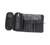 PLAFOPE Makeup Tools Roll Cosmetic Holder Black Portable Foldable Professional Makeup Brush Bag Travel Storage Pouch for Women