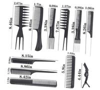 PLAFOPE Male Multi-functional Wide Tooth Comb Kit with Double Teeth and Tail for Hair Styling Dyeing and Haircutting Clips Plastic Salon and Home Grooming in Black