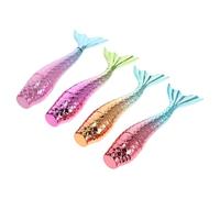 PLAFOPE Mermaid Lip Balm Tube and Lip Gloss Holder Set 4pcs Diy Lipstick Containers Gradient Design Portable Cosmetic Tubes and Makeup Storage in Travel Use