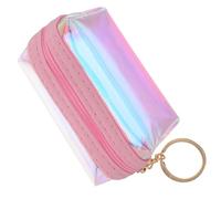PLAFOPE Mini Coin Purse Keyring Holographic Pouch Keyring Compact Stylish PVC Zinc Alloy Keychain Attachment for Students Everyday Accessories 3.54x2.36x2.16in