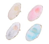 PLAFOPE Mini Nail Art Ring Palette Set 4pcs Manicure Nail Mixing Tray with Agate Pattern Cream Tea Grey Pink Blue Colors for Personal Use