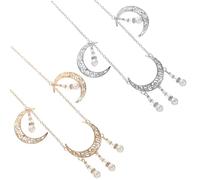 PLAFOPE Moon Crystal Hair Accessories Hairband Headpiece 2pcs Bohemian Style Alloy Chain, Comfortable and Practical for Women at Carnivals and Weddings