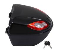 PLAFOPE Motorbike Luggage Case with Rear Cushion Black Motorcycle Storage Trunk Sturdy Motorcycle Tail Box for Outdoor Riding and Scooter Accessories