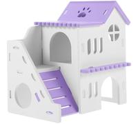 PLAFOPE Multi-chambers Small Animals Nest Double-deck Hamster Hut Multifunctional Shelter Reusable Pvc 7.07x6.88x4.52in Villa Shape Summer Winter for Guinea Pig Rabbit Small Animals