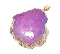 PLAFOPE Natural Agate Pendant with Gold-plated Edges for DIY Jewelry Making, Glossy Gemstone Slice with Comfortable Touch, Suitable for Crafting Elegant Necklaces and Home Ornament