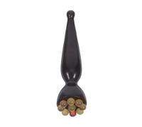 PLAFOPE Natural Sandalwood Eye Massage Tool with Sheep Horn Shape and Lotus Pod Head, Lightweight Wood Acupressure Stick for Cream Application and Smoothing Fine Lines, Use Anywhere Facial