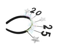 PLAFOPE New Year Headband 2025 Silver Glitter Tiara Headwear for Christmas Party Unique Star Garland Decor Comfortable Stylish Hair Band Accessory