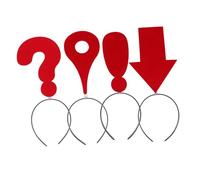 PLAFOPE Novelty Arrow and Symbol Headband 4pcs Set Red Exclamation, Question Mark, Arrow, Location Sign Party Headpiece for Women Halloween Festival Holiday