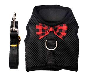PLAFOPE Pet Harnesses Set Dog Vest Breathable Ease Pressure Nylon Mesh Cloth Bow Decoration for Go on Trips and Get More Exercise Small Pets