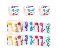 PLAFOPE Piano Lesson Stickers 5 Rolls, 500Pcs Colourful Self-Adhesive Music Notes for Students, Classroom Reward Supplies and Music Class Decorations