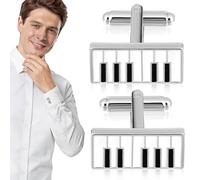 PLAFOPE Piano Modeling Cufflinks for Men, Business Suit Shirt Sleeve Cuff Links, 1 Pair Classic Music Note Shirt Cufflinks for Formal and Office Wear