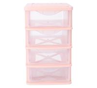 PLAFOPE Pink 4-Layer Plastic Drawer Storage Box, Dustproof Makeup Organizer for Desktop, Sundries Container and Stationery Holder for Home and Office