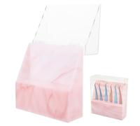 PLAFOPE Pink Acrylic Eyelash Tweezers Shelf with 6 Slots Stable and Space-Saving Tweezers Rack for Salon Or Home Use Convenient Storage Stand