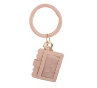 PLAFOPE Pink Pu Leather Lipstick Case with Flat Straight Neat Seam and Multi-Purpose Storage, Featuring Key Chain and Bracelet, for Organizing Makeup and Cards the Go