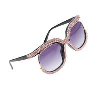 PLAFOPE Pink Rhinestone Sunglasses Creative Chic Style with Comfortable Nose Pads and Fit Resin and Plastic Frame for Women for Party and Long-term Use