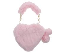PLAFOPE Plush Heart Bag Fuzzy Handbag for Girlfriend Large Capacity Heart-shape Tote for Working
