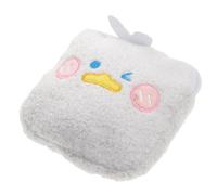 PLAFOPE Plush Sanitary Napkin Pouch for Storage with Cartoon Embroidery, White Cosmetic Bag, Lovely and Creative Design for Nursing Pads and Menstrual Pads for Everyday Use