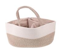 PLAFOPE Portable Diaper Caddy Organizer Cotton Rope Basket with Removable Divider and Sturdy Handles for Changing and Nursery Rooms, Easy Portability Storage Bin