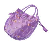 PLAFOPE Portable Drawstring Purse for Women with Embroidery, Small Fabric Handbag for Travel, Store Keys and Cellphone, Simple and Chic Design