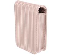 PLAFOPE Portable Mini Lipstick Case with Mirror Small Pouch Makeup Bag for Women Travel Cosmetic Organizer Tiny Lipstick Pouch for Purse with Button Closure Pink