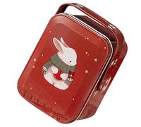 PLAFOPE Portable Packaging with Easter Delicate Candy and Box Red Tinplate Pattern, Small Biscuit Storage Container with Handle Chocolate for Outdoor Activities