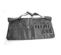 PLAFOPE Professional Adjustable Makeup Waist Bag with Multiple Pockets Portable Photo Purse for Makeup Artists Holds Tools with Brush Holders and Zippered Compartments Black Fiber Cloth