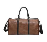 PLAFOPE Pu Leather Holdall Bag with Adjustable Shoulder Strap Travel Organizer Tote for Weekend Trips and Business Brown Fabric Lining Messenger Overnight Bag