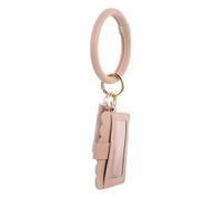 PLAFOPE PU Leather Lipstick Pouch with Wrist Key Ring, Portable Card Holder and Cosmetic Bag in Pink, Travel Lip Gloss Sleeve and Hands-Free Lipstick Storage Case for Women