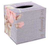 PLAFOPE Purple Floral Pattern Square Leather Tissue Box Cover, Reusable Retro Tissue Holder for Bedroom and Living Room, Decorative Vintage Paper Towel Dispenser