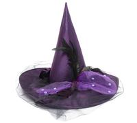 PLAFOPE Purple Witch Hat for Halloween and Stage Performance, Fabric Material, Easy to Put or Take, Comfortable and Elegant Fancy Costume Accessory for Balls and Cosplay