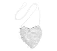 PLAFOPE Purse Plastic Polyester Material with Convenient Strap Mini Heart Shaped Fashionable Sequin Design, for Shopping and Travel