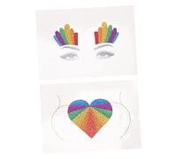 PLAFOPE Rainbow Face and Body Stickers 2pcs Glitter Pride Day Decorations Lgbtq Parade Accessories for Festival and Party
