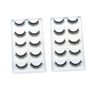 PLAFOPE Realistic Fake Lashes 3d Brown False Eyelash Set 10 Pairs for Daily Life