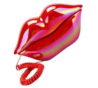 PLAFOPE Red Lip Corded Phone Lightweight Abs Material Creative Lip Shaped Telephone for Home Decoration and Props Desk Ornament