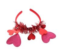 PLAFOPE Red Tassel Heart Headband Glitter Sequin Love Hairband Fit for Weddings Birthday Parties Romantic Hair Accessories for Women