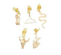 PLAFOPE Retro Hairpin Hair Tie 5pcs Spiral Dreadlock Rings Metal Beads Cuff for Viking Hair Accessories