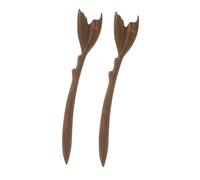 PLAFOPE Retro Sandalwood Hairpins Set of 2 French Hair Pins Classic Fish Tail Shape for Hair Styling