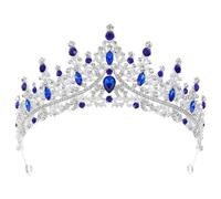 PLAFOPE Rhinestone Tiara Crown for Women Elegant Silver Blue Hair Accessory Comfortable Secure Fit Shimmering Birthday Wedding Party Princess Headpiece