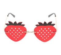 PLAFOPE Rimless Strawberry Sunglasses for Women Cool Fun Glasses with Silicone Nose Pads Comfortable PC Material Non-slipping Design for Photos and Stylish Streetwear