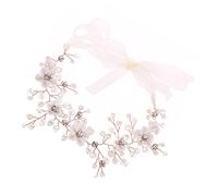 PLAFOPE Rose Gold Flower Pearl Crystal Bridal Headpiece Wedding Headband for Bride Delicate Luster Bridal Hair Accessory Comfortable Fit for Women for Weddings Proms Parties and