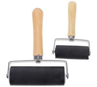 PLAFOPE Rubber Roller for Crafts 2pcs, Wood Material Ink Applicators 10cm & 6cm for DIY Art Projects and Stamping