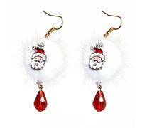PLAFOPE Santa Claus Dangle Earrings for Christmas Party Featuring Red Alloy Material with Smooth Surface without Fading, Creative and Chic Holiday-themed Jewelry Present