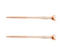 PLAFOPE Signature Pen Pens 2pcs Rose Gold Heart Ballpoint Pens for Students and Office Use Comfortable Handle Stainless Steel