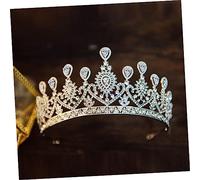 PLAFOPE Silver Alloy Heart Shaped Wedding Tiara for Brides Elegant Bridal Crown Hair Accessory with Electroplating Suitable for Weddings Birthdays Anniversaries and Festivals
