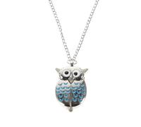 PLAFOPE Silver Cartoon Owl Pendant Watch for Women with Quartz Movement and Accurate Timekeeping, Chic Metal Pocket Watch Necklace Suitable for Daily Life and Party
