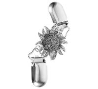 PLAFOPE Silver Metal Flower Sweater Clip with Beautiful Flower Design for Fixing Suits and Hats, Decorative Cardigan Clasp and Scarf Clip, Stylish Retro Accessory for Women