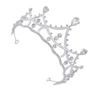PLAFOPE Silver Rhinestone Flexible Alloy Headband Wedding Tiara Crown for Women with Crystal Glass, Elegant and Sparkling Bridal Accessory Fit for Head Size