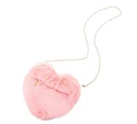 PLAFOPE Single-shoulder Bag and Storage Capacity with Comfortable Hand Feeling Pink Faux Rabbit Heart Shape for Women for Shopping and Outdoor Use