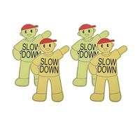 PLAFOPE Slow down Playing Yard Sign 2 Sets Portable Mini Caution Safety Warning Markers for Playground Street Traffic School Outdoor Use
